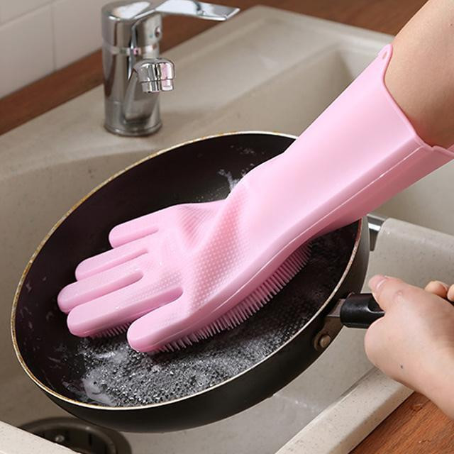 Gants en silicone pour nettoyage de vaisselles