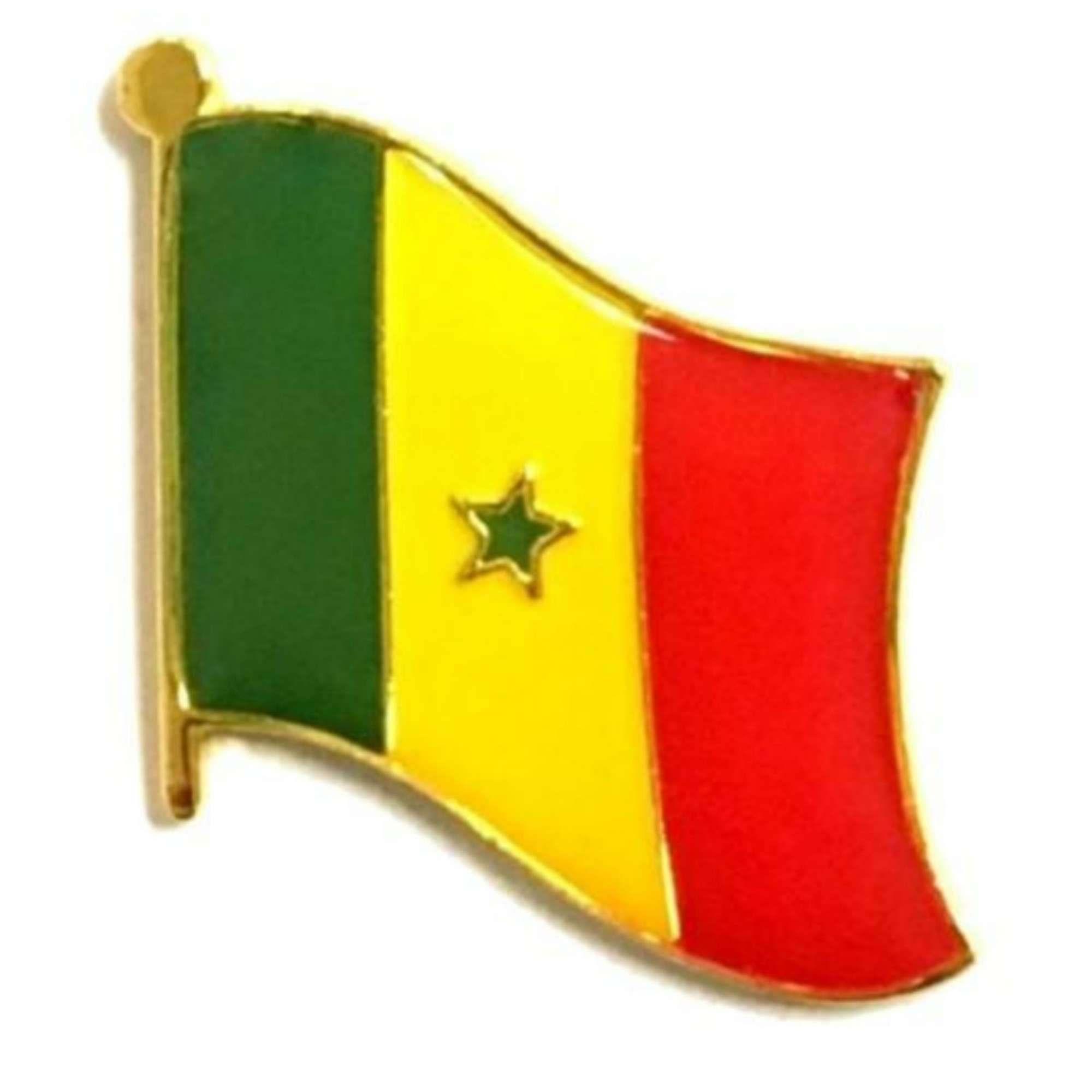 Pack de 5 Pins Drapeau du Sénégal avec Finition Dorée 