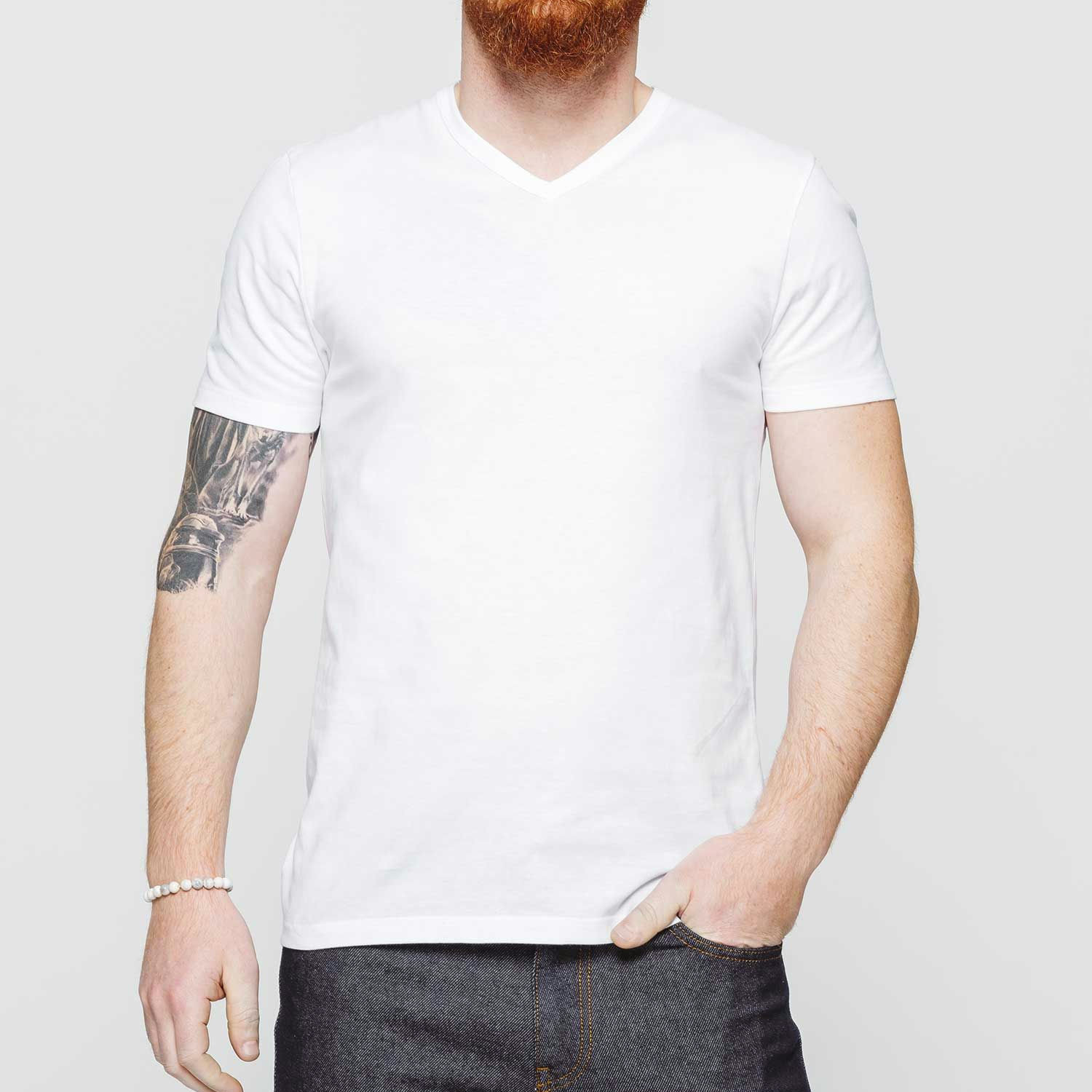 Pack de 3 T-SHIRTS COL V blanc homme 100% coton

