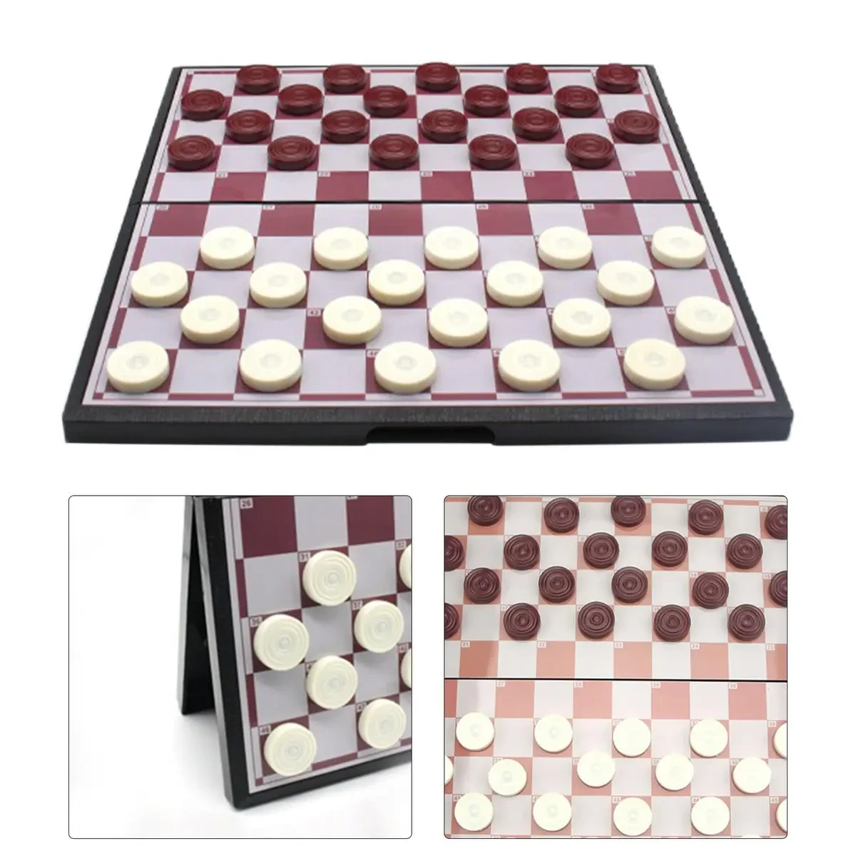 Jeu de dames magnétique avec plateau pliable