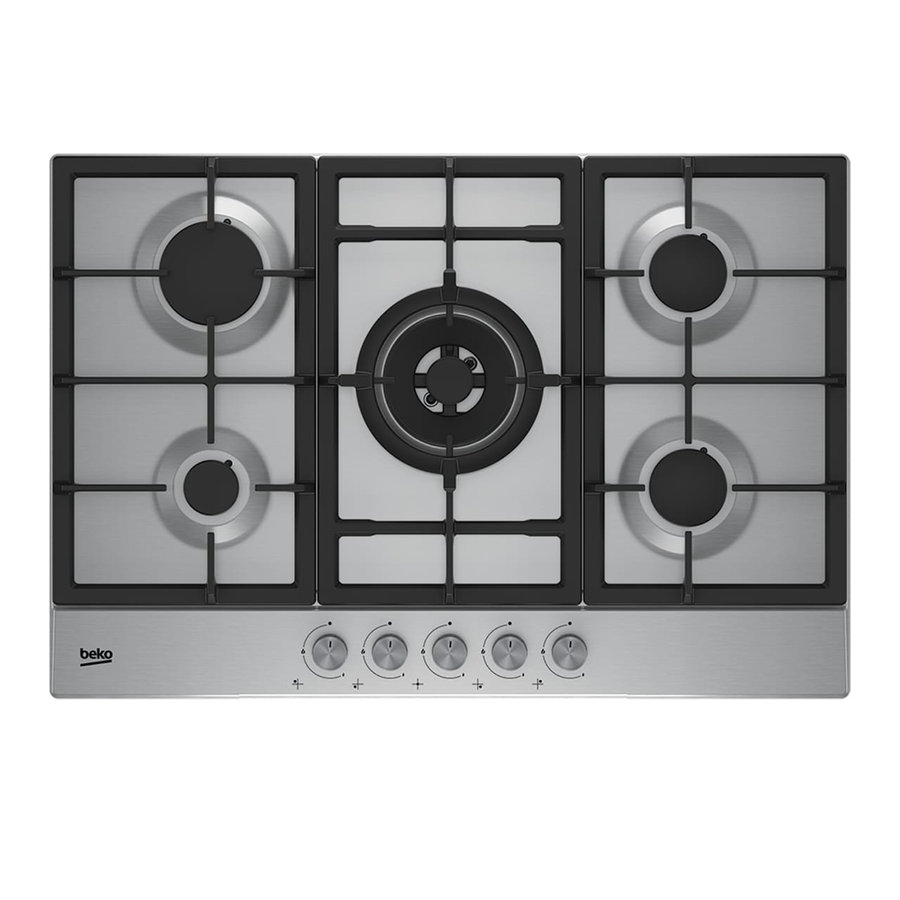 Plaque de cuisson encastrable Beko 5 feux gaz gris HIAW75225SL