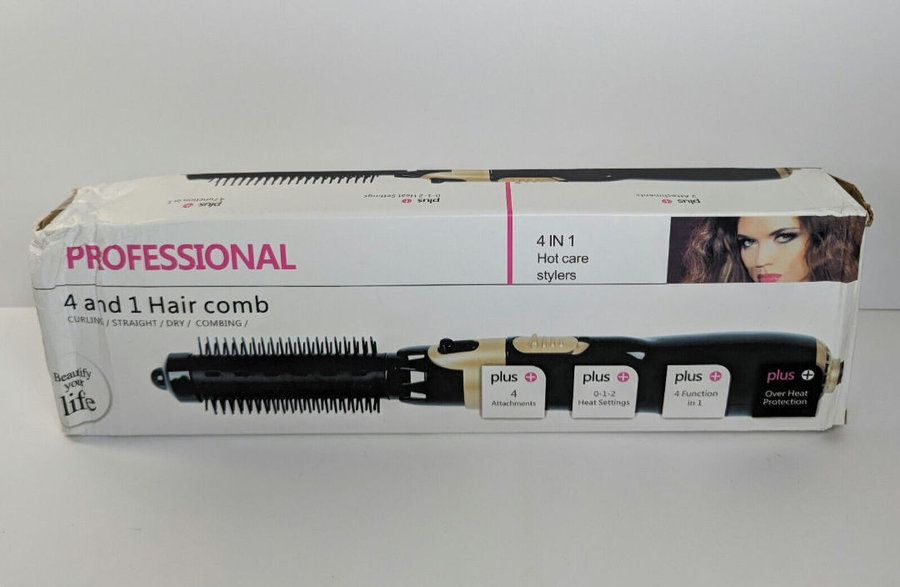 Peigne électrique 4 en 1 : boucler, lisser, brosse rotative