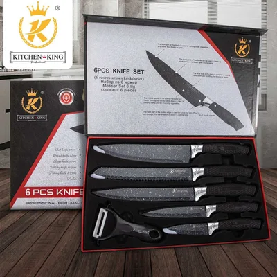 Coffret de 6 couteaux de cuisine en acier inoxydable avec éplucheur
