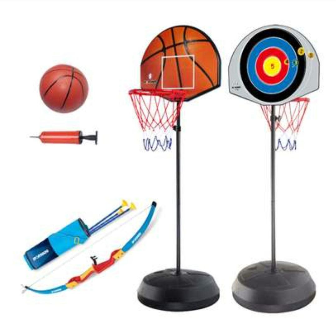 2 en 1- Panier de basket-ball et tir à l'arc sur pied