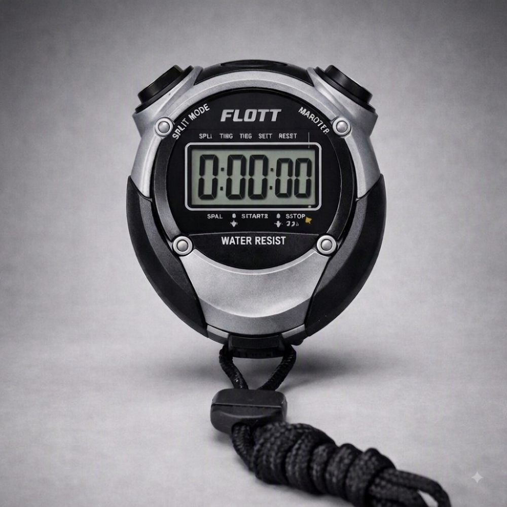 Chronomètre FLOTT F-029 — LCD, Mémoire 2 Temps, Résistant à l'Eau