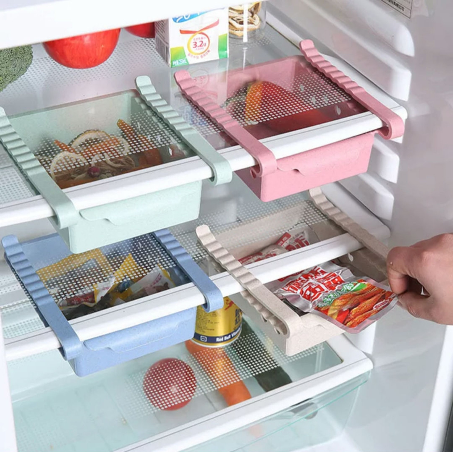 Support de rangement coulissant en ABS, organisateur réglable pour réfrigérateur