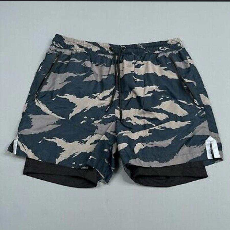 Short à compression pour hommes camouflage, doublure noire