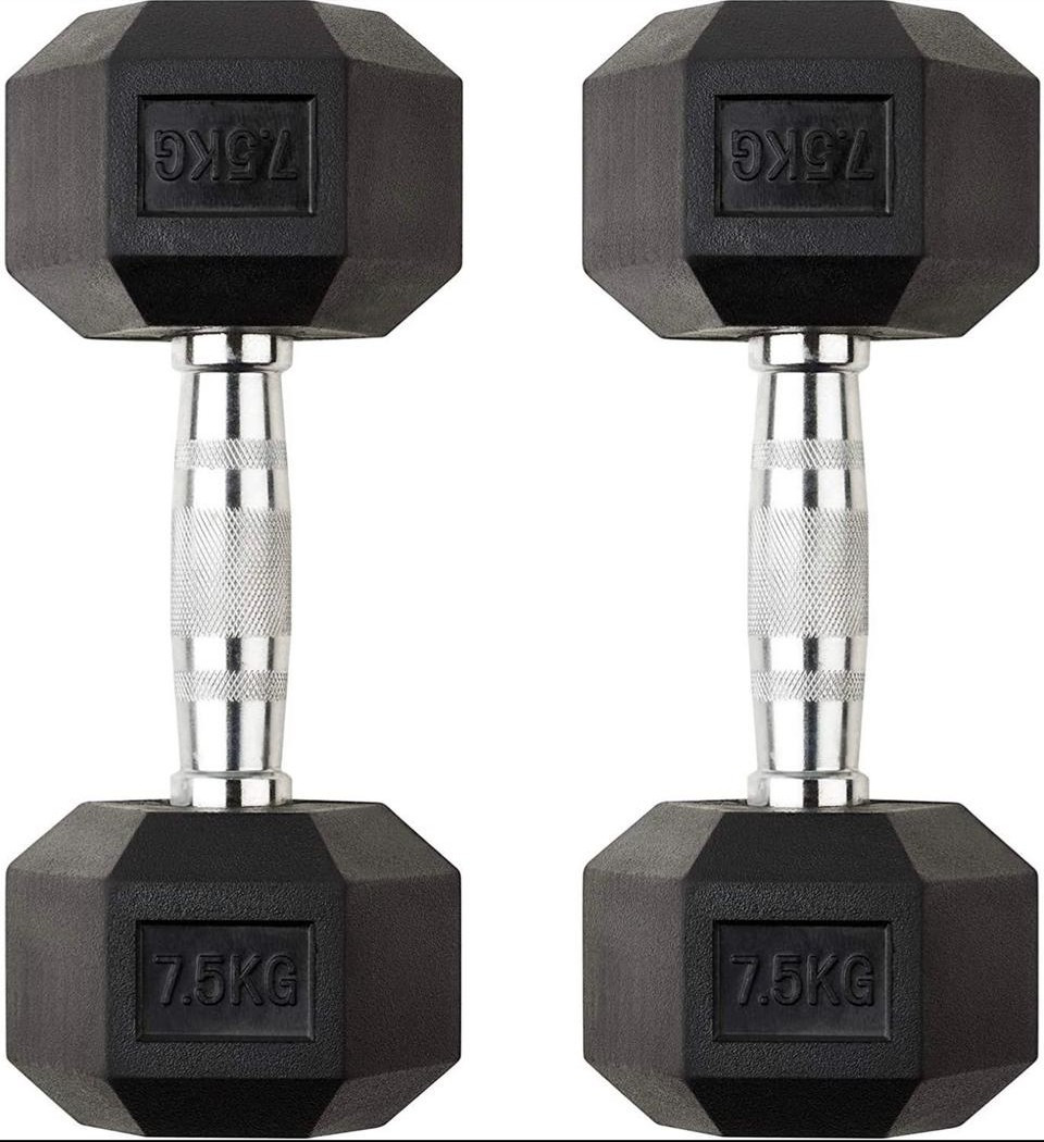 Haltères Biceps Hexagonaux 7,5 kg — Paire