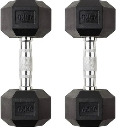 Haltères Biceps Hexagonaux 7,5 kg — Paire