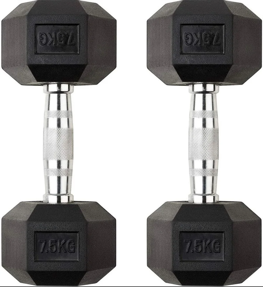 Haltères Biceps Hexagonaux 7,5 kg — Paire