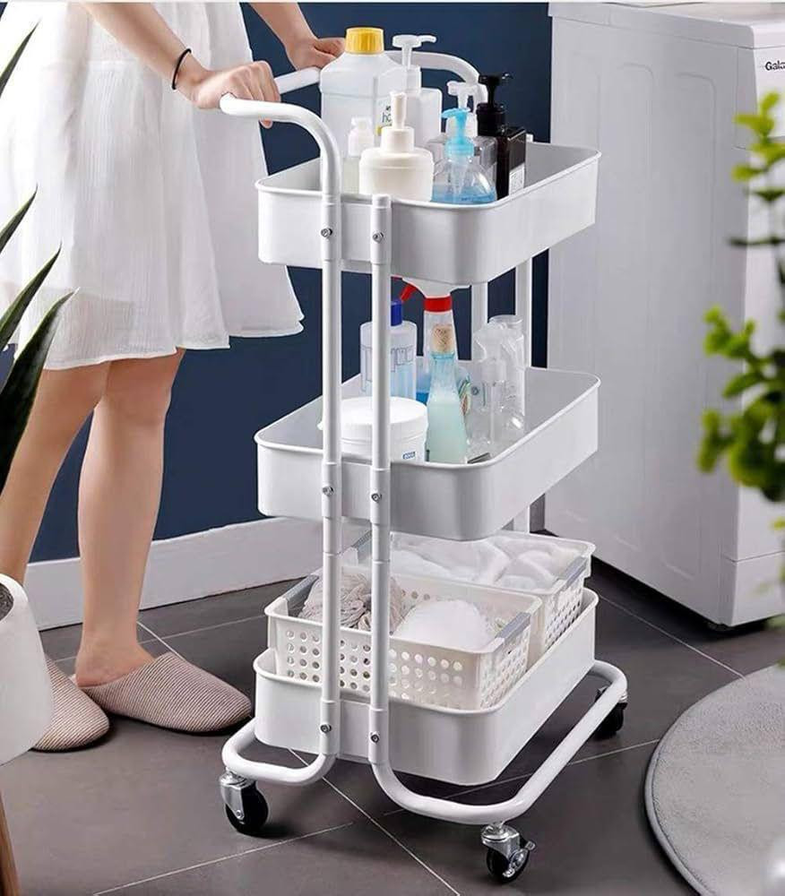 Chariot de rangement à roulettes – étagère mobile pour salle de bain et cuisine