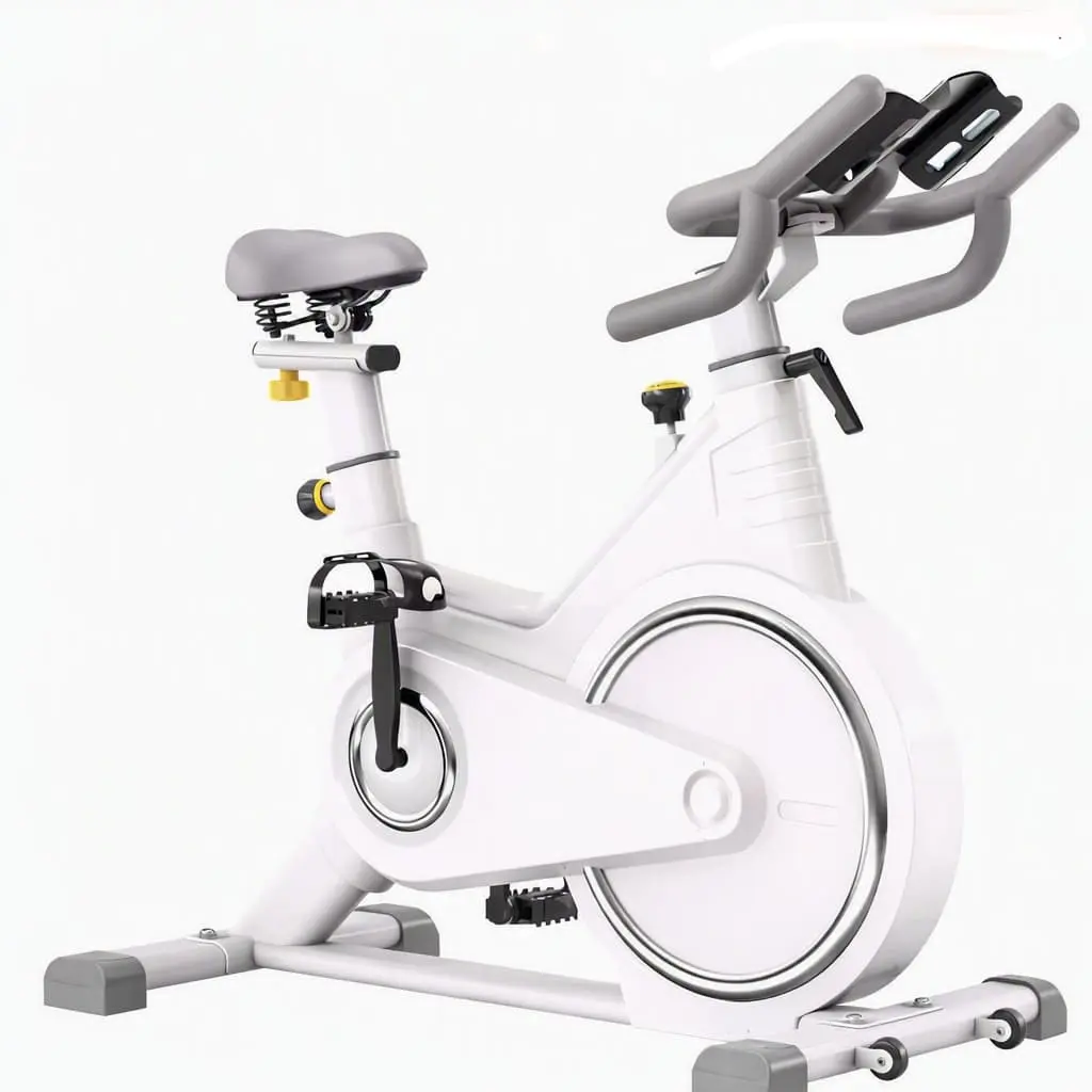 Vélo de Spinning Blanc Guidon Large — Roue Chromée Haute Inertie
