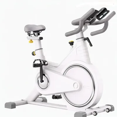 Vélo de Spinning Blanc Guidon Large — Roue Chromée Haute Inertie