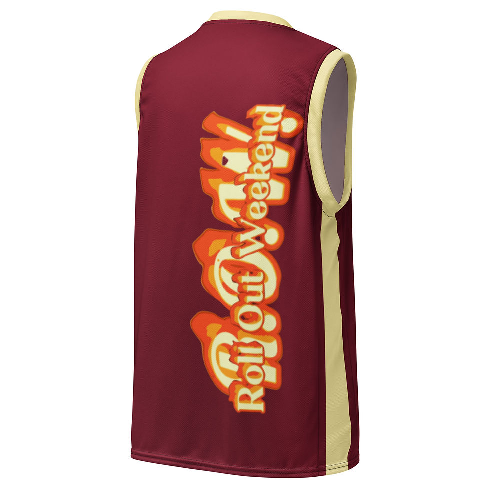 Thumbnail: R.O.W. 1st Gen unisex basketball jersey Stripe Wine Yel Gld