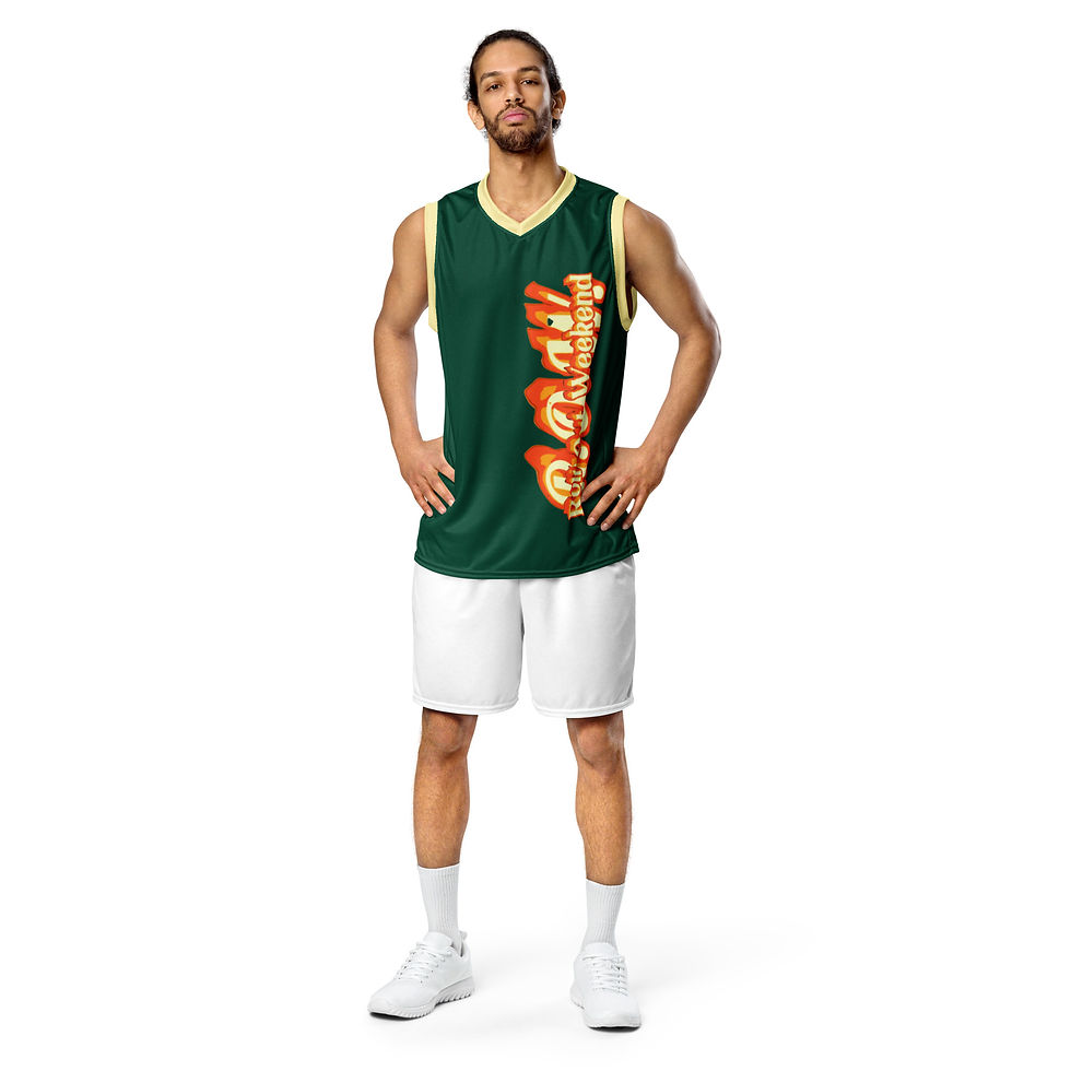 Thumbnail: R.O.W. 1st Gen unisex basketball jersey Stripe Grn Yel Gld