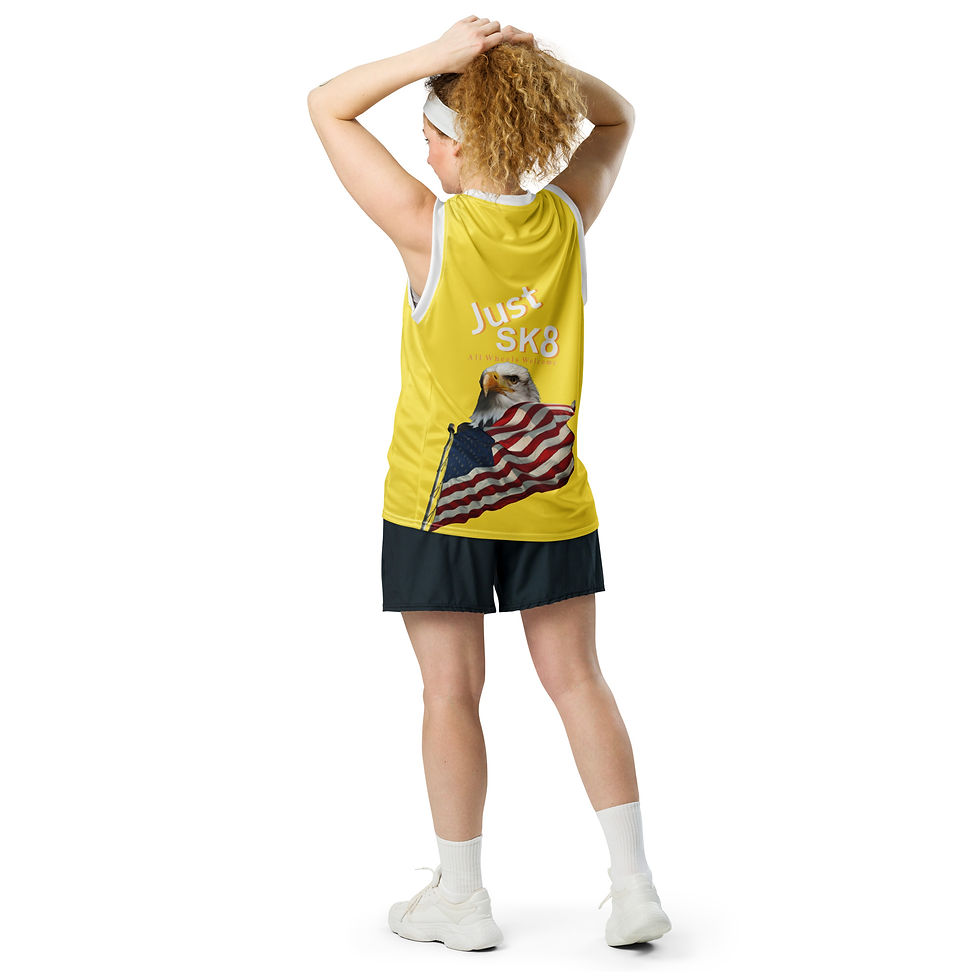 Thumbnail: Just Sk8 Recycled unisex basketball jersey Yel Amer