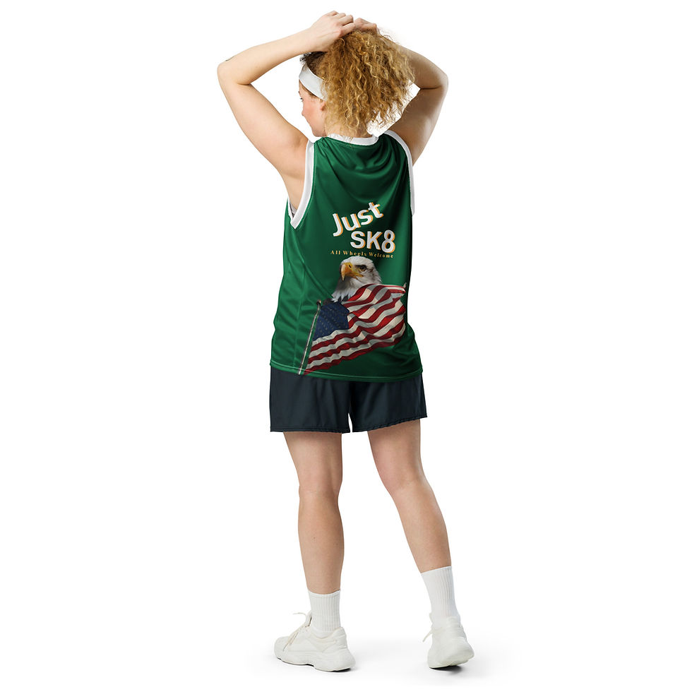 Thumbnail: Just Sk8 Recycled unisex basketball jersey Grn Amer