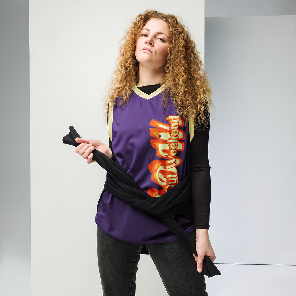 Thumbnail: R.O.W. 1st Gen unisex basketball jersey Stripe Pur Yel Gld