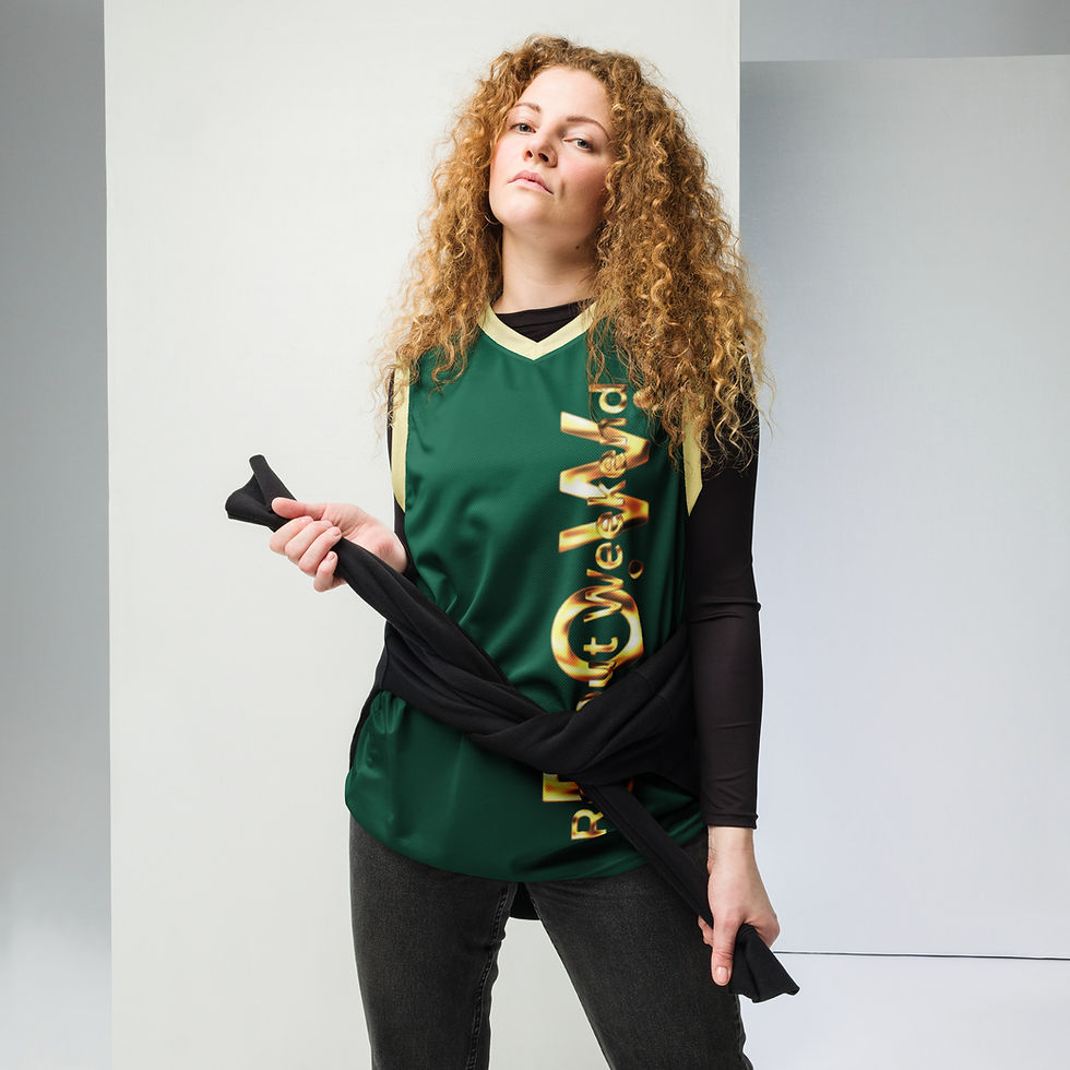 Thumbnail: R.O.W. 2nd Gen unisex basketball jersey Stripe Grn Yel Gld