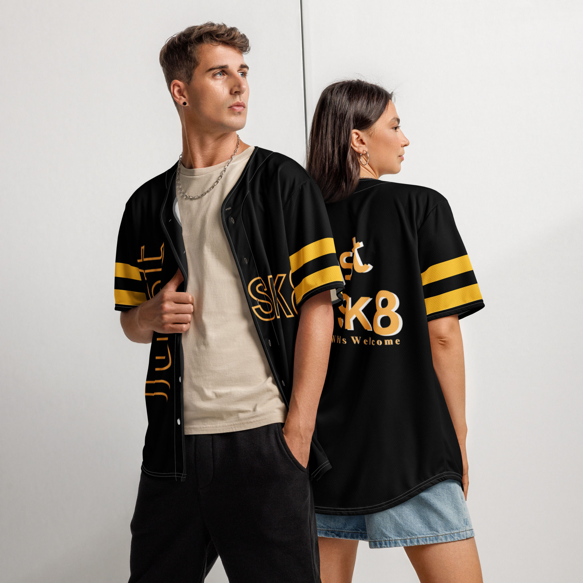 Just Sk8 Baseball jersey Blk Gld