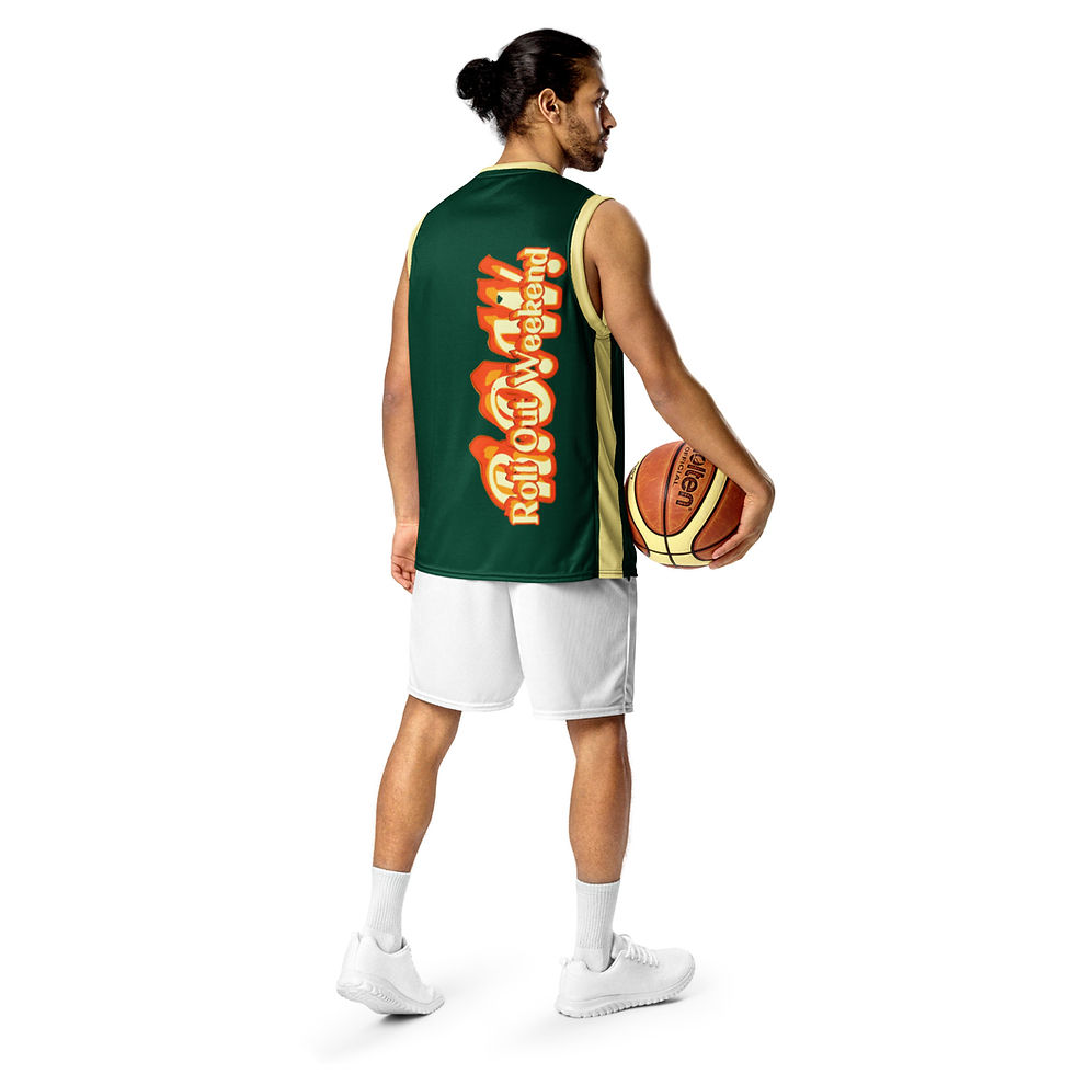 Thumbnail: R.O.W. 1st Gen unisex basketball jersey Stripe Grn Yel Gld