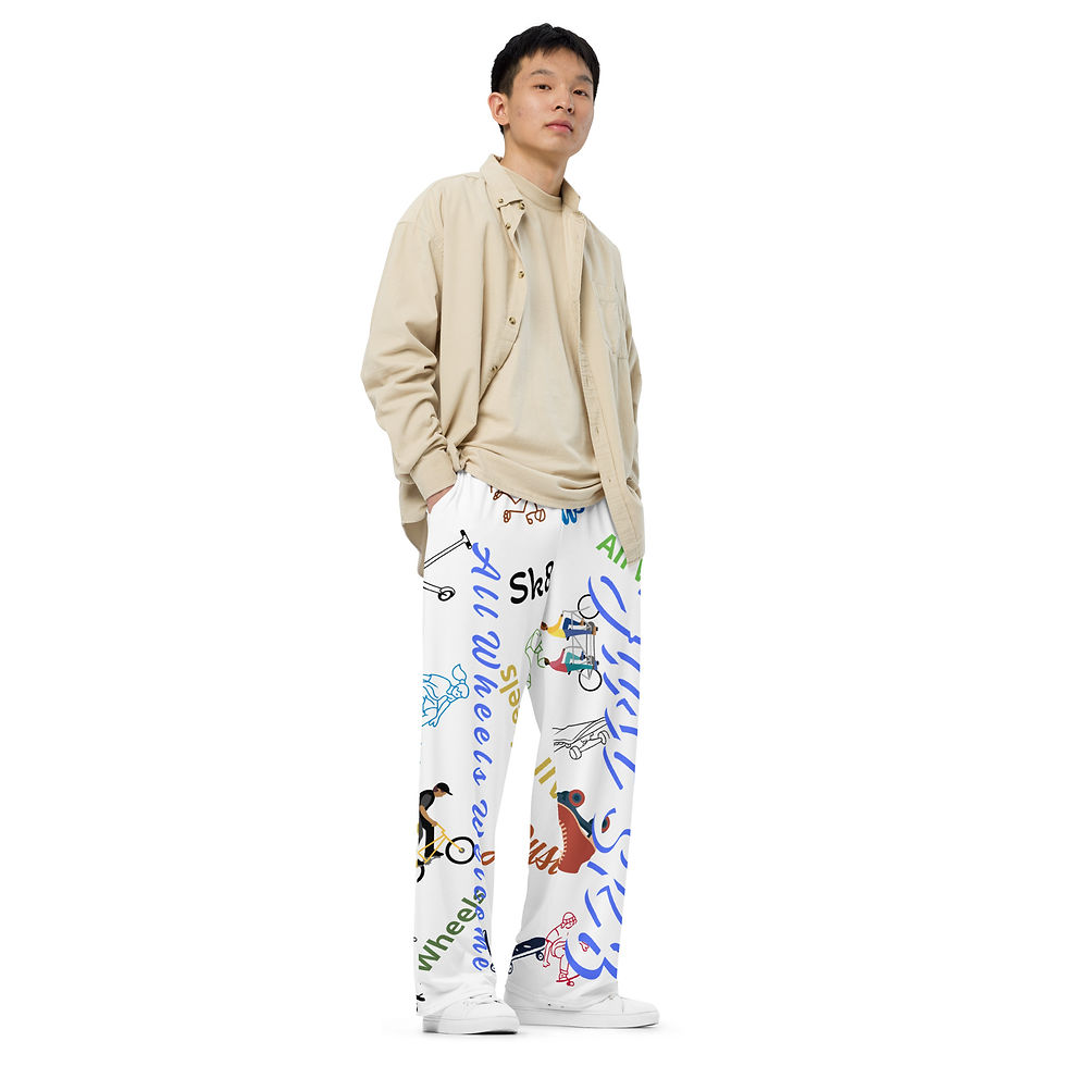 Thumbnail: Just Sk8 5th Gen All-over print unisex wide-leg pants Blue
