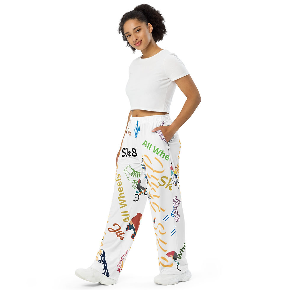 Thumbnail: Just Sk8 5th Gen All-over print unisex wide-leg pants Yellow