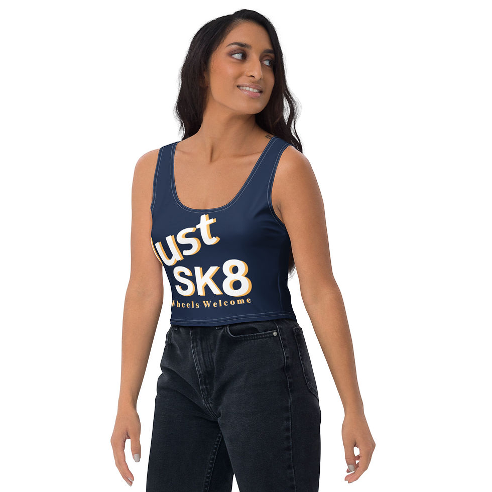 Thumbnail: Just Sk8 Crop Top Navy W/White Gold