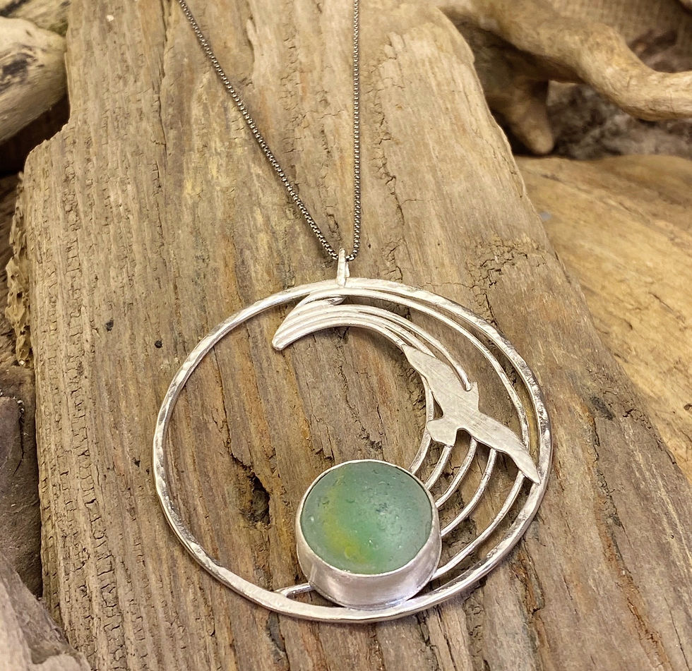Thumbnail: Seaglass Marble Wave Pendant