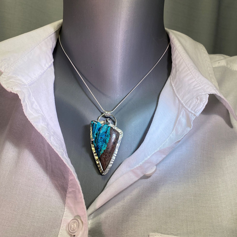 Thumbnail: Skeletal Chrysicolla pendant