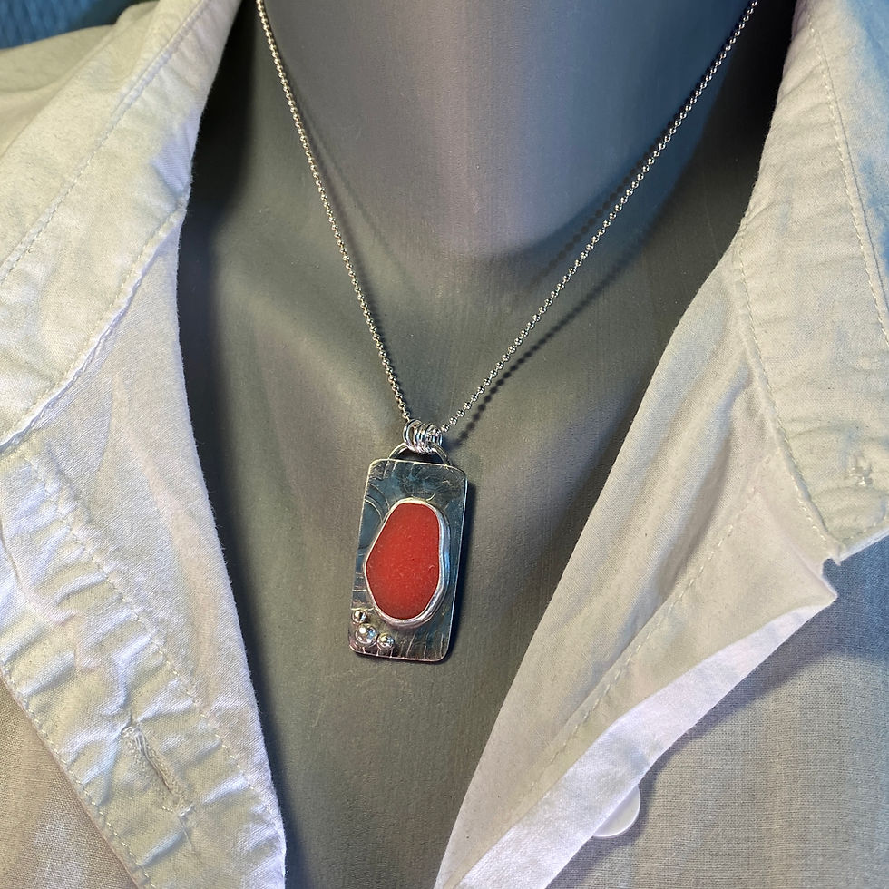 Thumbnail: Genuine Orange Seaglass pendant 
