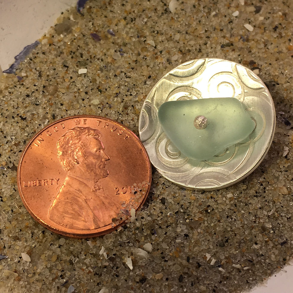 Thumbnail: Round Sterling Earrings with Seafoam Seaglass
