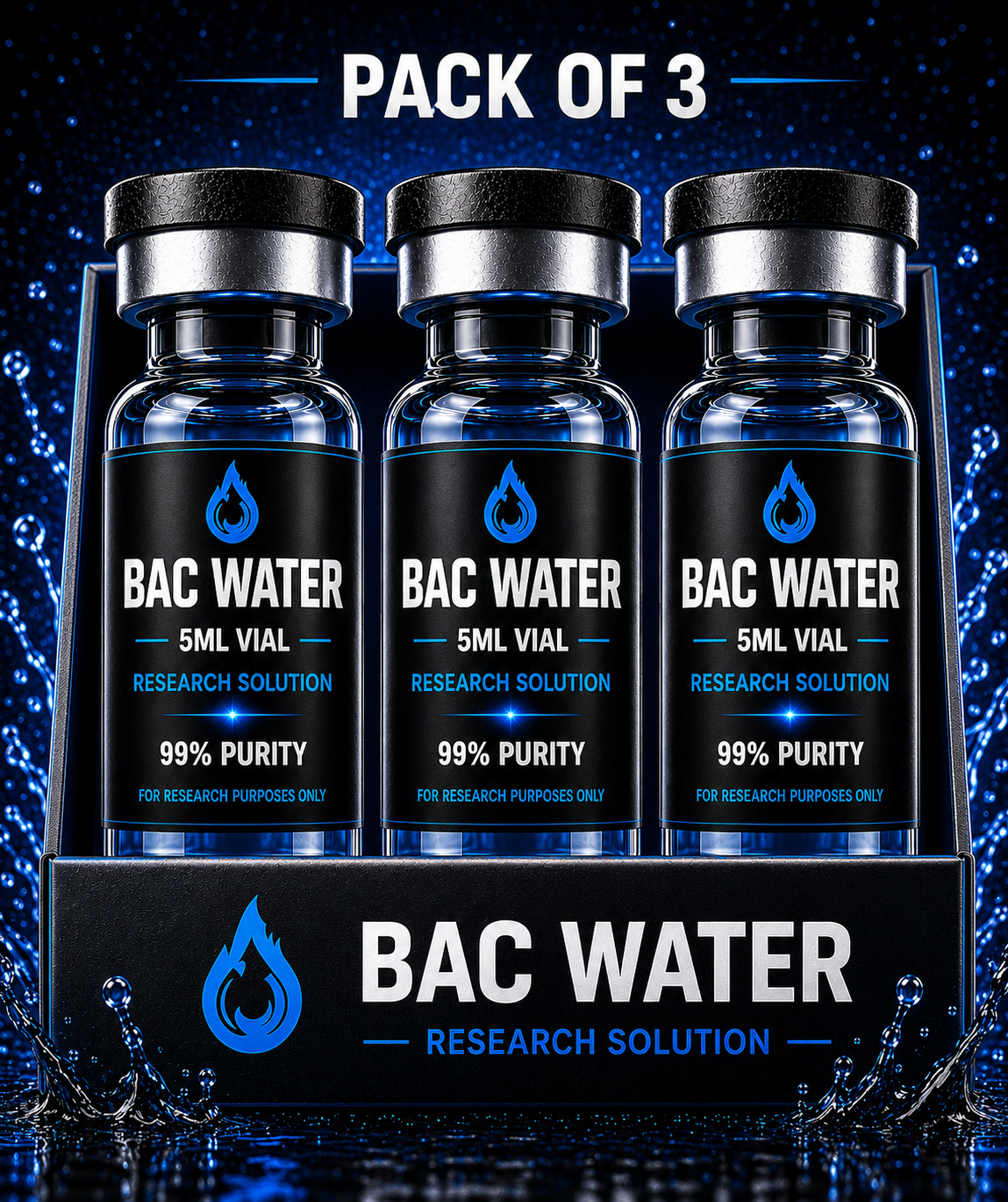 Purabac USA Bacteriostatic Water 5ml BASIC (Pack of3 )