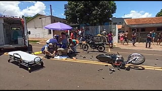 Dois motociclistas ficam feridos em acidente de trânsito no Jardim Europa em Toledo