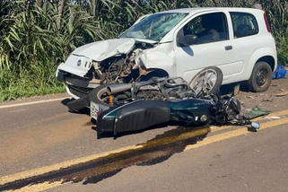 Condutor de moto é socorrido em estado grave após colisão na PR-475