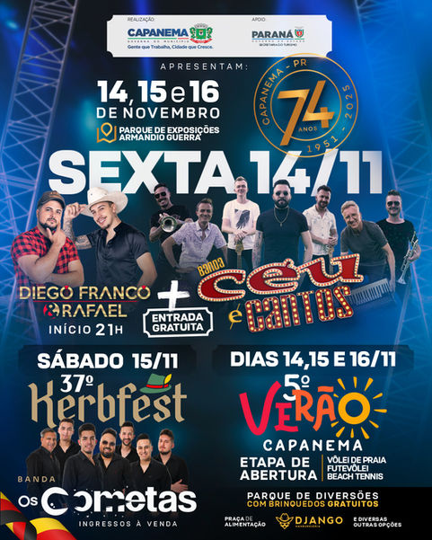 Capanema celebra 74 anos com programação especial no Parque de Exposições