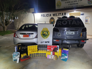 ROTAM apreende veículo carregado com produtos do Paraguai