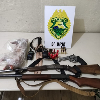 Caçadores são presos e armas de fogo apreendidas em Saudade do Iguaçu
