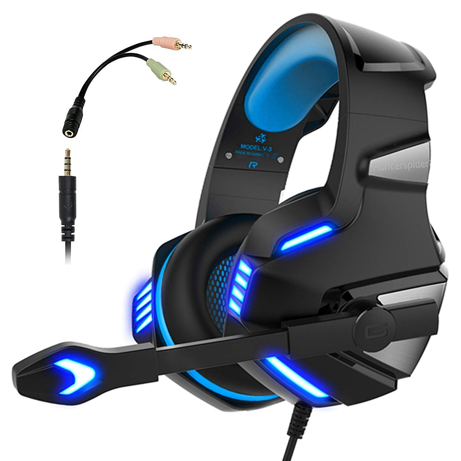 Audífonos Gamer con Micrófono para PS4 Xbox One PC, Diadema Auriculares Alámbric