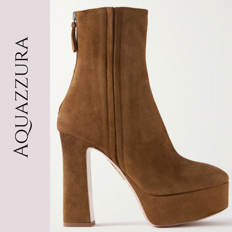Aquazzura Tan Suede Platform Boots Fall 2023