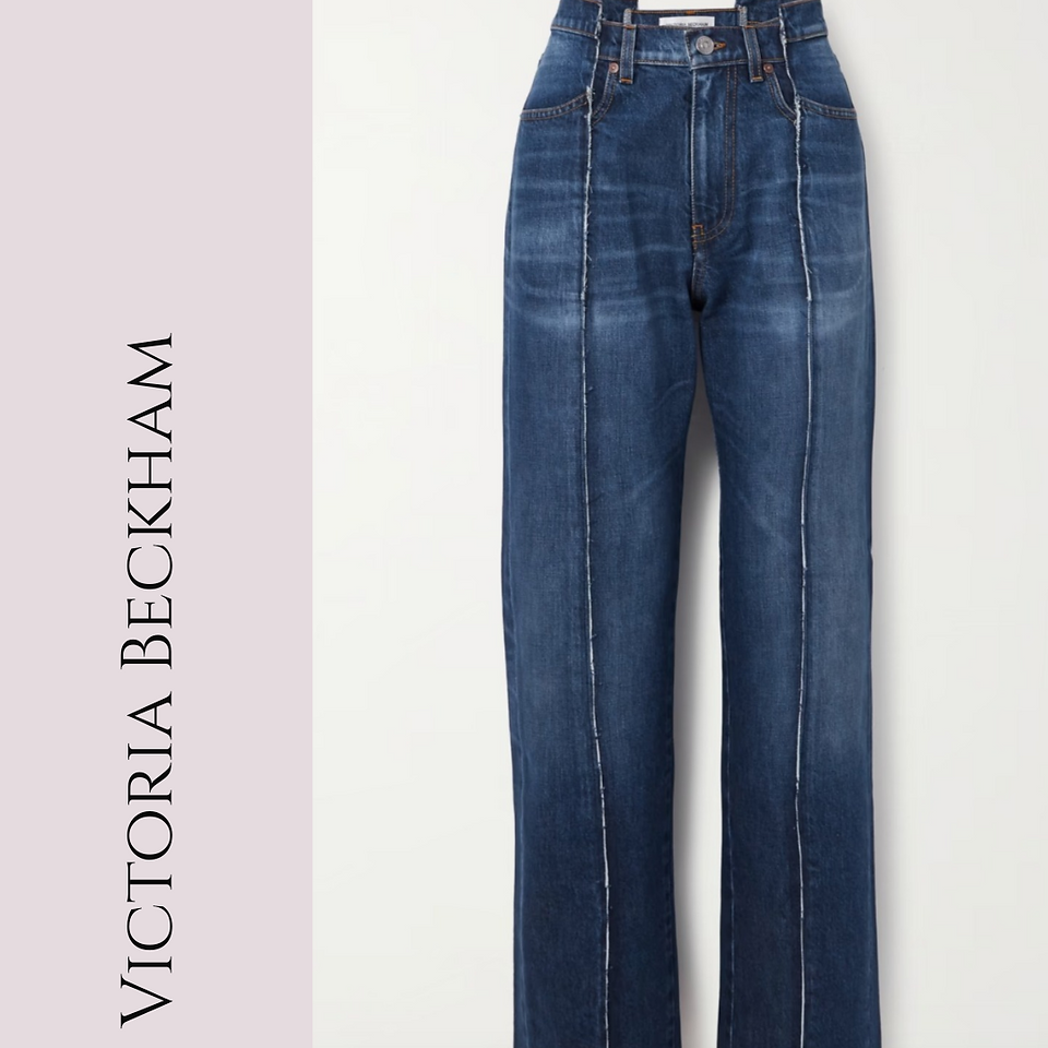 Victoria Beckham High-Rise Straight Leg Jeans with Front Seam Fall 2023