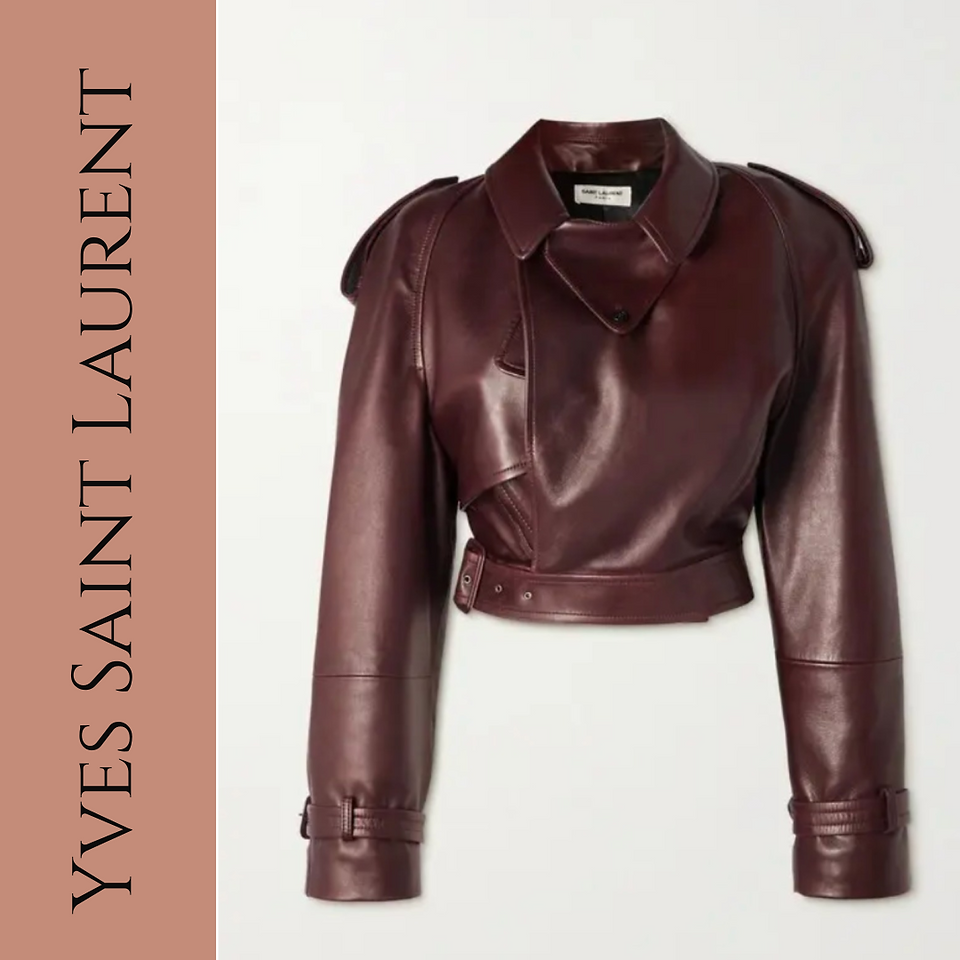 Yves Saint Laurent Burgundy Leather Jacket Fall 2023