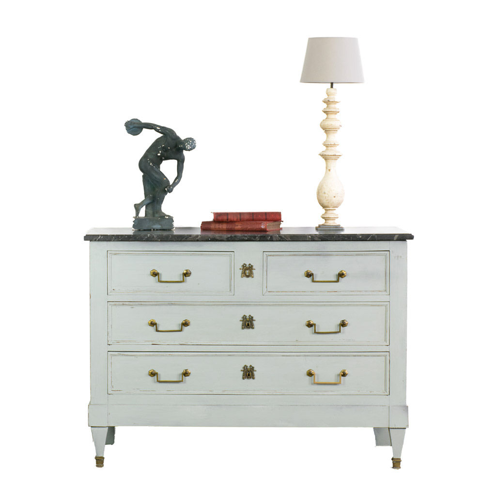 19th Century Louis XVI Style Black Marble-top Chest