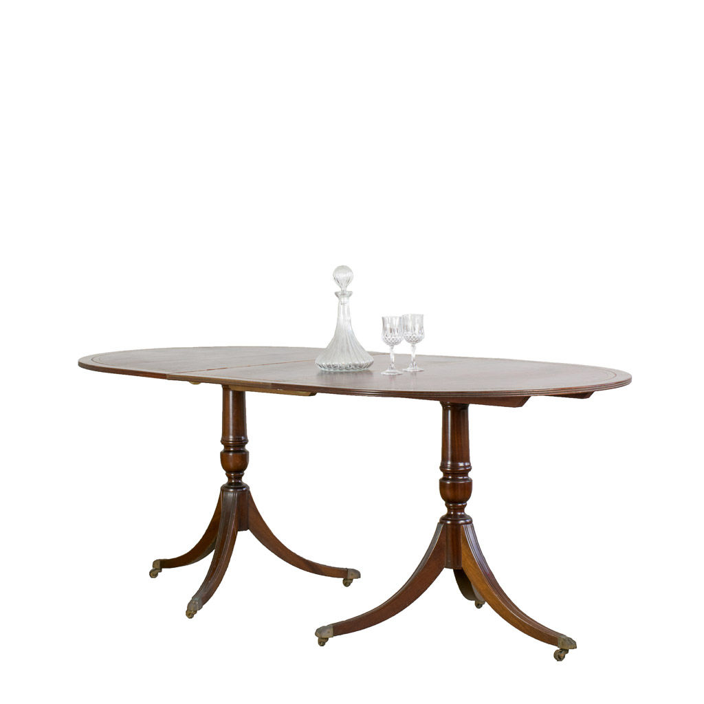 Elegant British Table with Red Leather Top