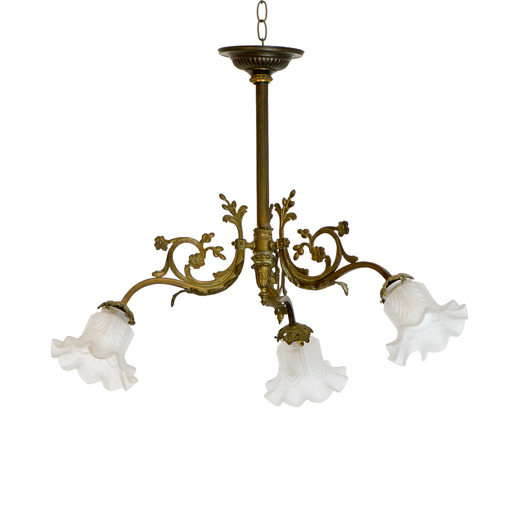 French Art Deco 3 Branches Pendent Light