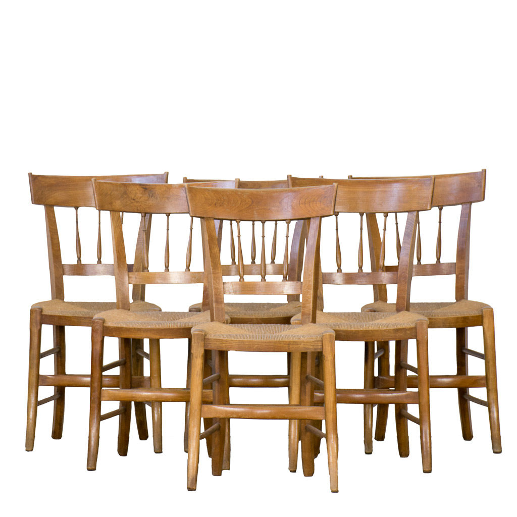 Early 20th Century Set of Six Antique Rush Chairs