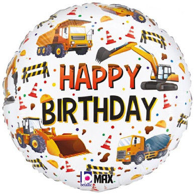 HAPPY BIRTHDAY CONSTRUCTION VEHICLES 18IN FOIL BALLOON