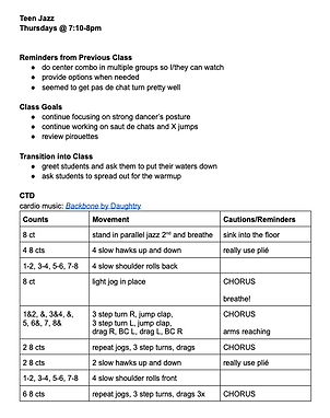 Teen Jazz Lesson Plan