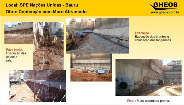 Serviços de Contenção com muro atirantado