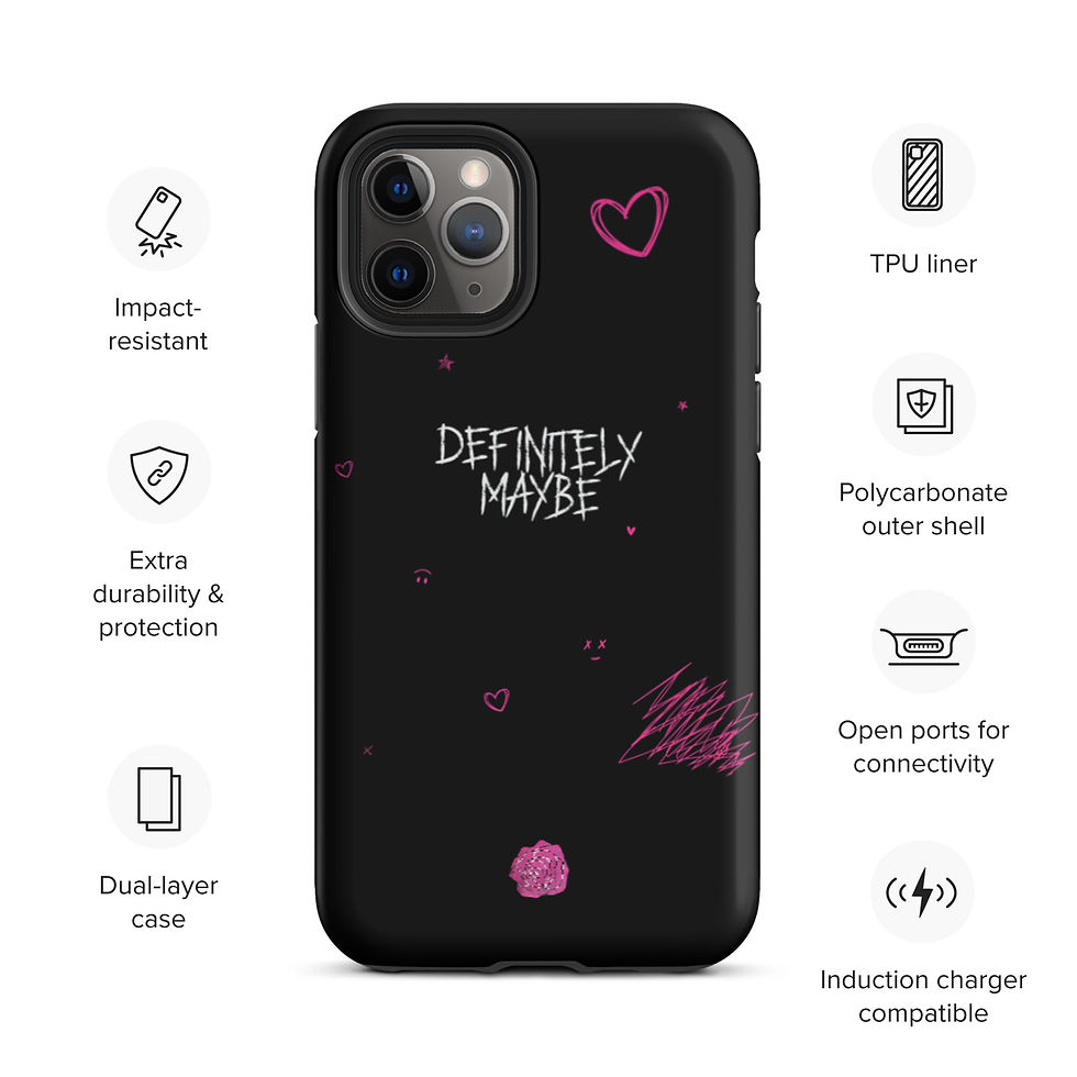Thumbnail: Tough iPhone case - black with white text